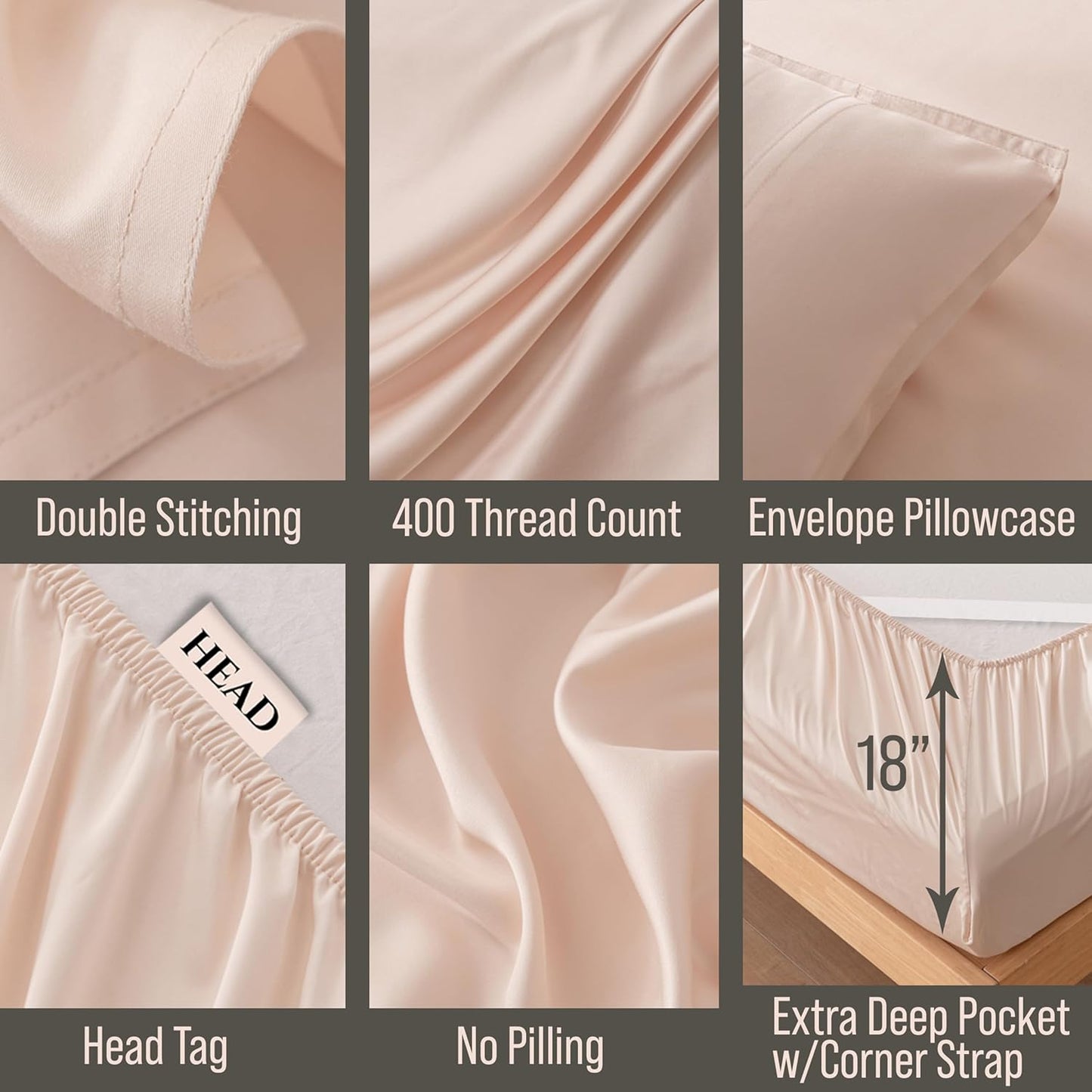 Bella Coterie Luxury Bamboo Viscose 34” Split Top King Size Sheet Set | 1 Fitted Sheet for Sleep Number & Adjustable Beds | 100% Organically Grown | Cooling & Soft | 18” Deep Pocket [Champagne]