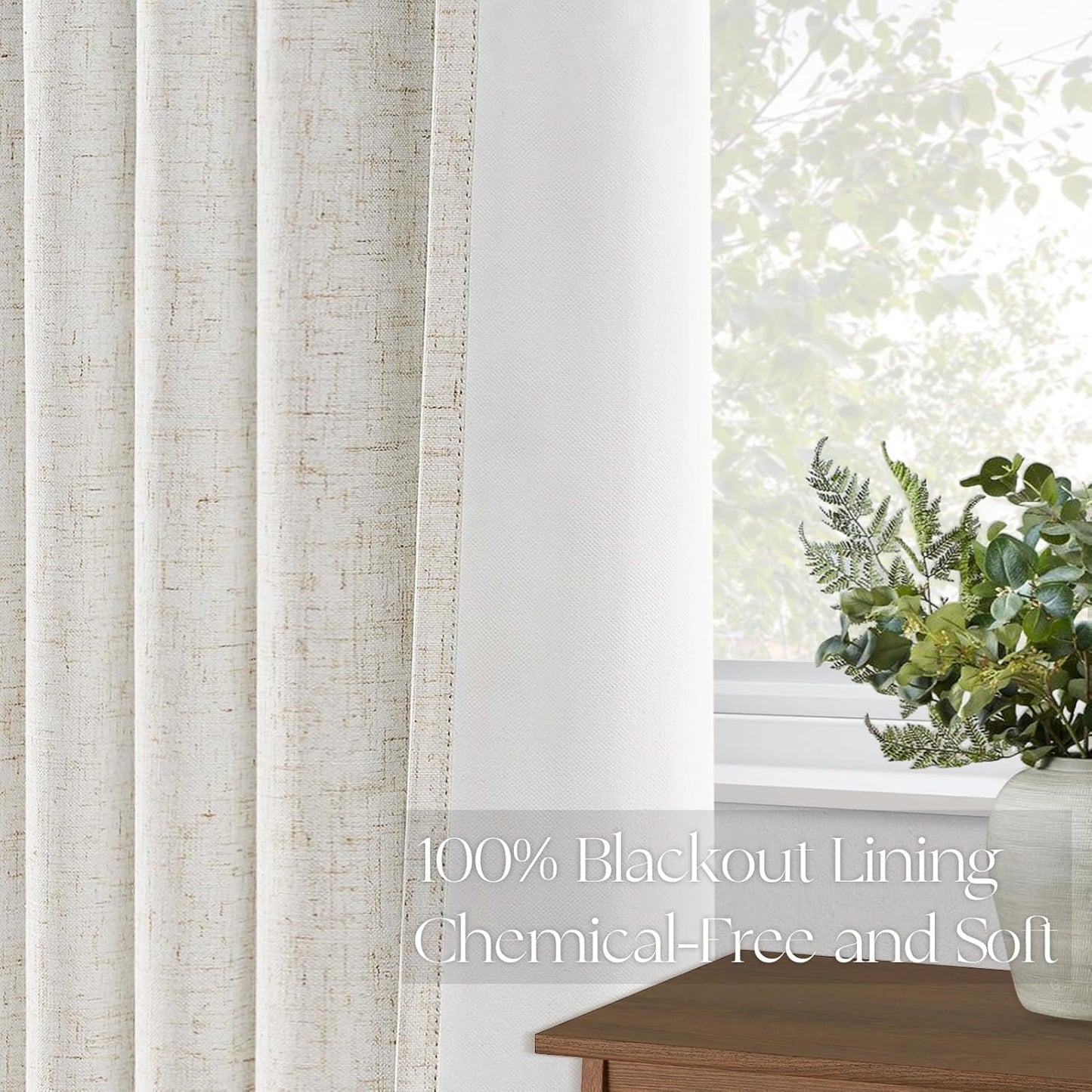 Topfinel 100 Inch Long Black Out Custom Drapery Panels, Double Pinch Pleated Window Coverings, Kids Summber Boho Farmhouse Heat Blocking Sound Block Back Tab Curtains for Patio Sunroom Bay Window