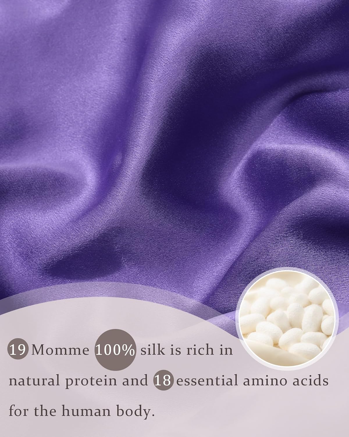 100% Mulberry Silk Bonnet for Sleeping Women Double Layer Silk Hair Bonnet Natural Silk Sleep Cap with Elastic Reversible Hair Wrap (Violet + Wisteria)