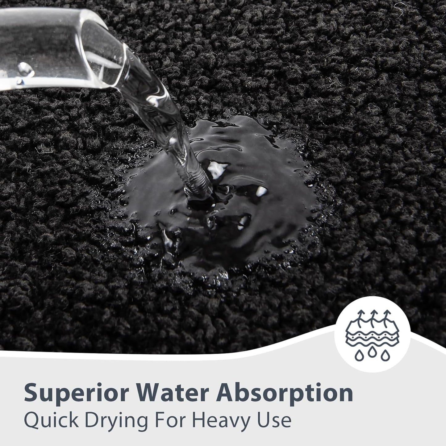 Bathroom Rugs 30" x 60", Non-Slip Extra Soft Absorbent Bath Rugs, Machine Washable Quick Dry Bath Mats for Bathroom Floor, Shower, Bathtub and Sink, Black