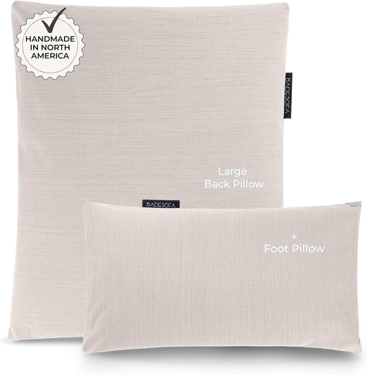 BADESOFA® Luxury Bath Pillow Set 2-Piece – Large Back Pillow & Foot Pillow for Tub – Spa-Grade Comfort for Head, Neck, Back & Feet – Quick Drying Bathtub Cushion Set in Ivory Pearl