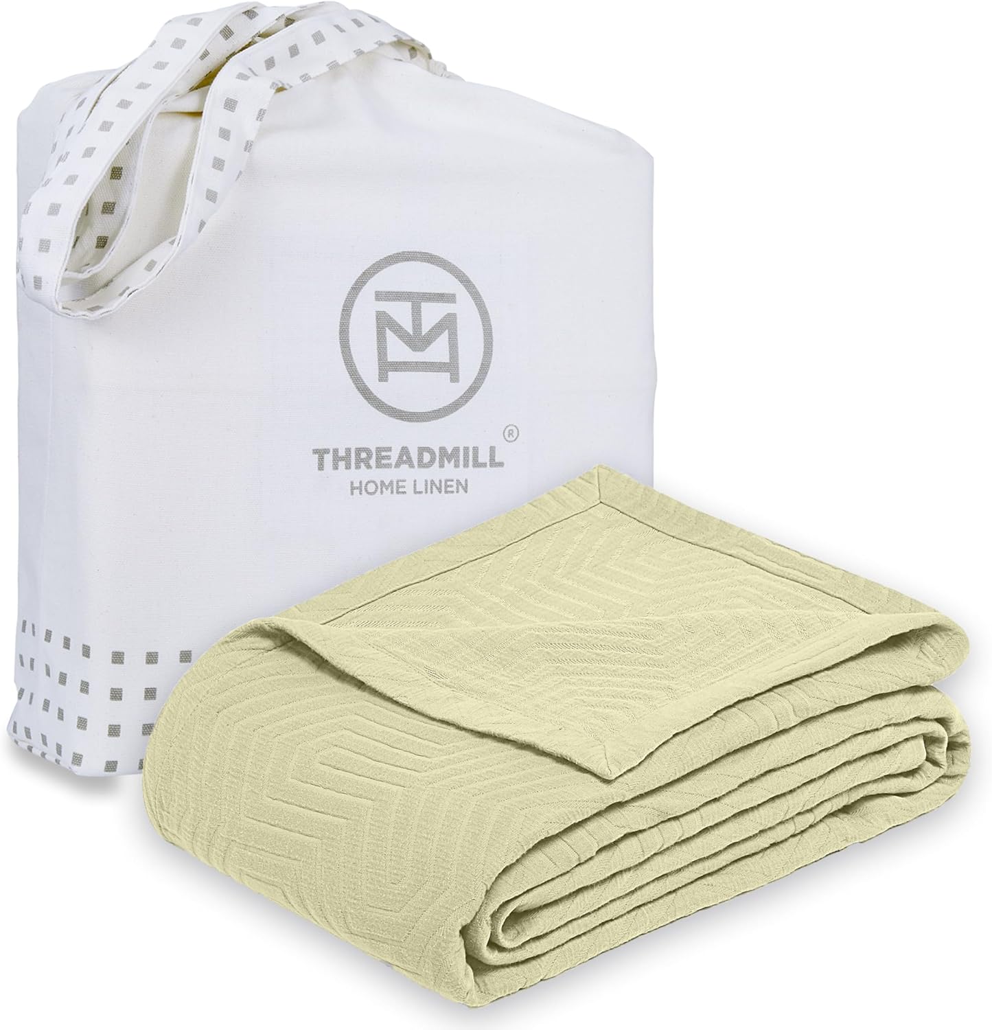 Threadmill Luxury Cotton Blankets for Queen Size Bed | All-Season 100% Cotton Queen Size Blanket | Aster Cozy Lightweight, Soft Breathable Coverlet fits Full Size Bed, 90x92 | Sage Green