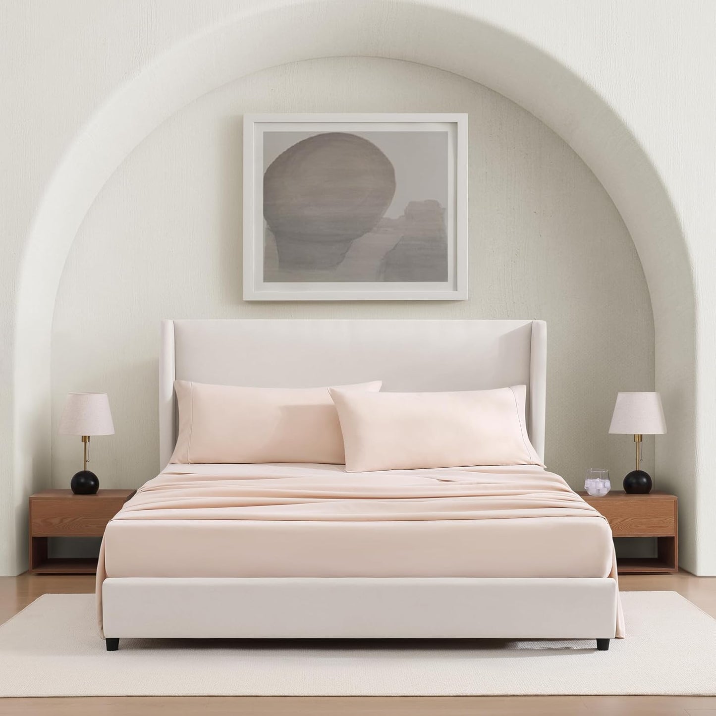 UGG Cali King Sheet Set 4-Piece Luxury Cooling Sheets Deep Pockets Premium Bedding with 2 Shams Hypoallergenic Machine Washable Soft Lightweight Bed Set for Room, California King, Shell Pink (Hedi)
