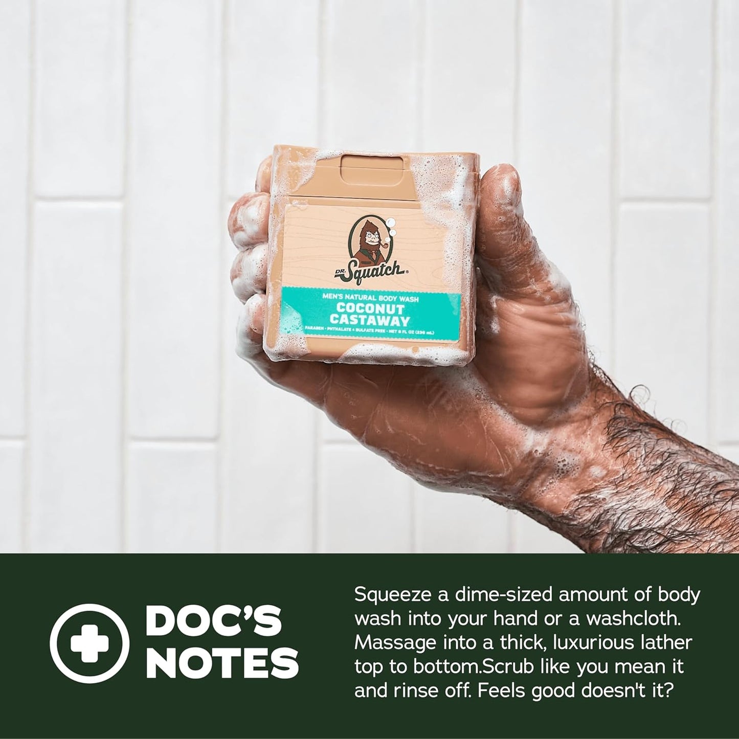 Dr. Squatch NEW Body Wash for Men with Nourishing, Natural Ingredients | No Paraben, Phthalate, Sulfate | All Day Moisturization | Wood Barrel Bourbon, Fresh Falls & Coconut Castaway (8 oz, 3-Pack)