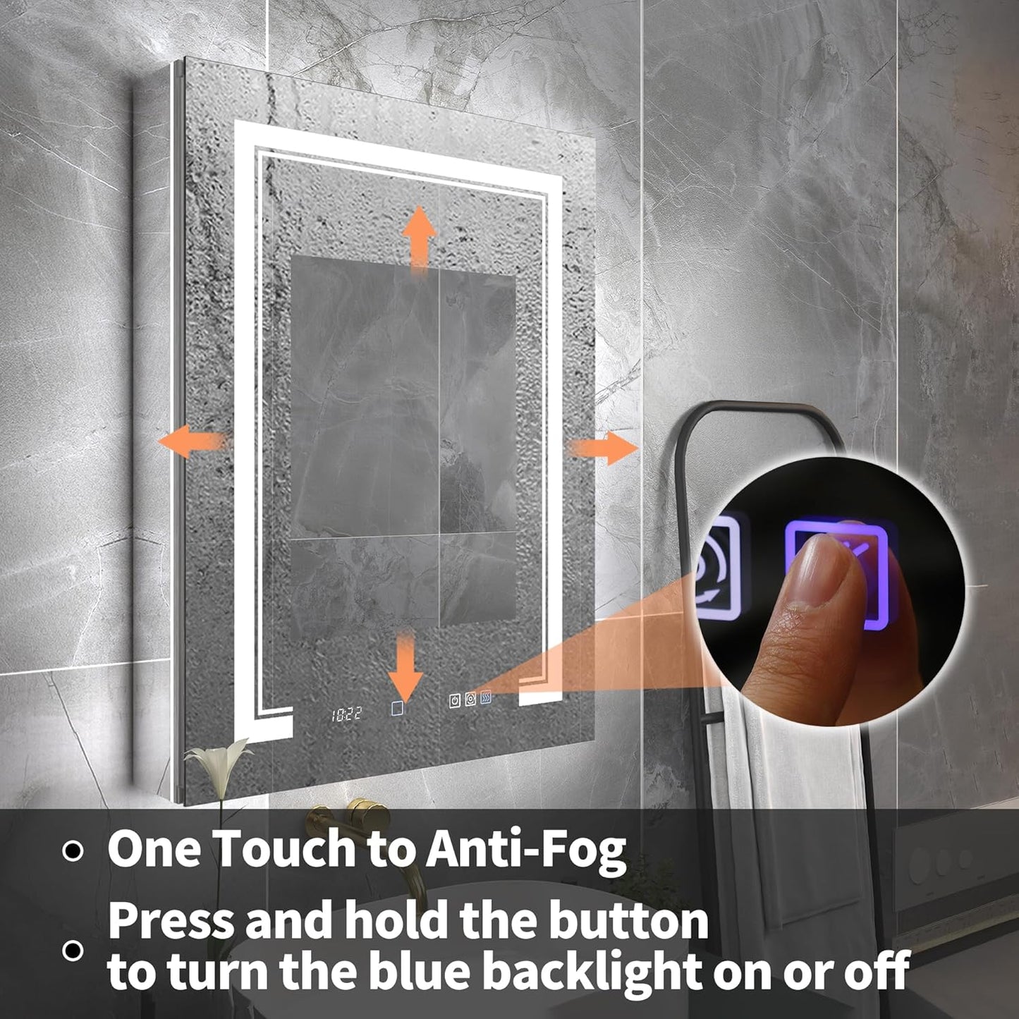 24"x32"Lighted Medicine Cabinet with Mirror, Recessed or Surface Mount LED Medicine Cabinet, Front&Backlit, Anti-Fog, Stepless Dimming, 3-Color Temperatures, Adjustable Shelves, Right Hinge