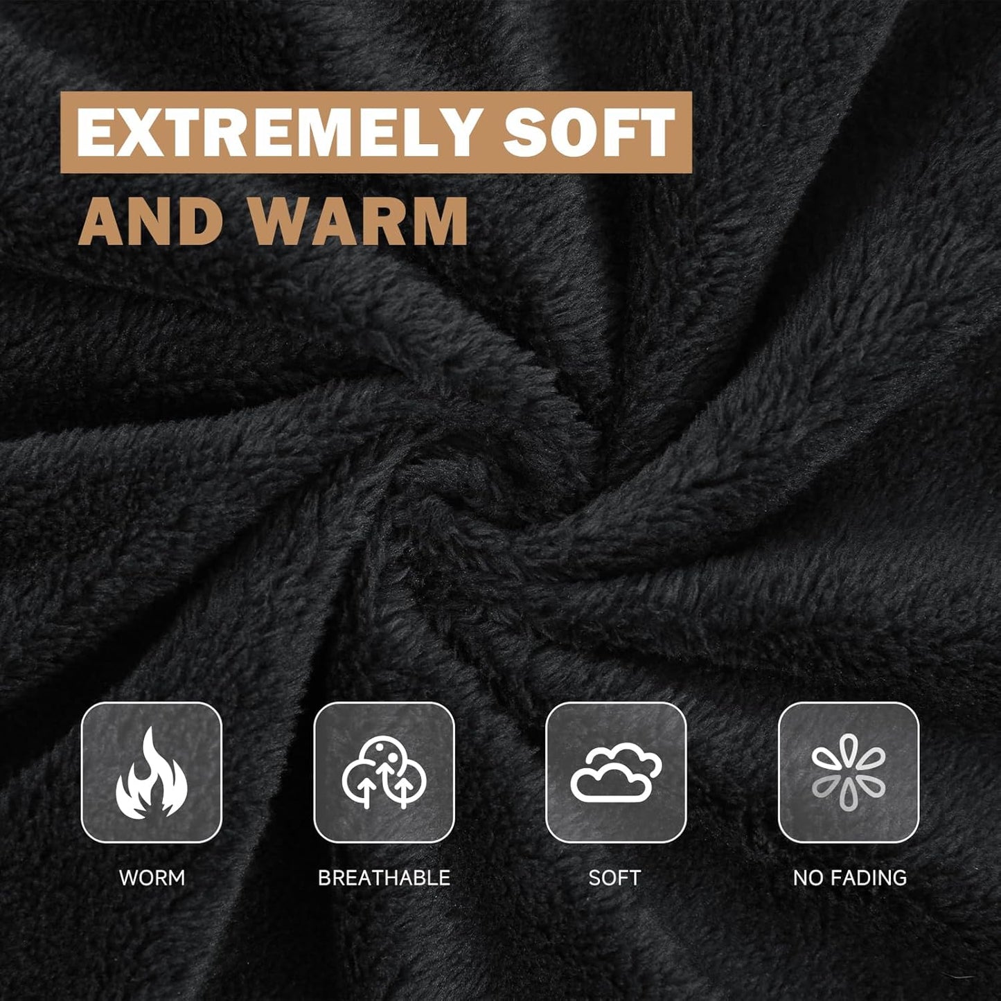 DOWNCOOL Large Body Pillow Insert with Faux Fur Cover - Fluffy Long Bed Pillow for Sleeping - Breathable Full Body Pillow for Adults - 20x54 inch (Black, with Cover)