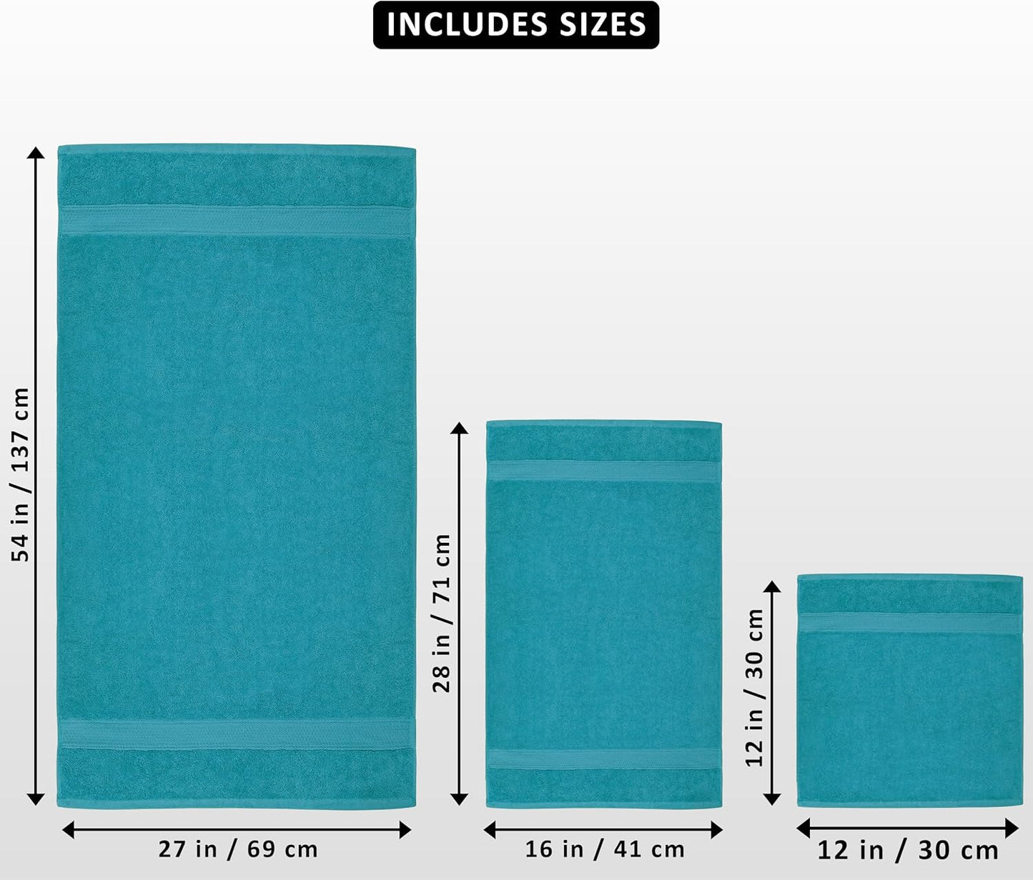 Utopia Towels 8 Piece Premium Towel Set, 2 Bath, 2 Hand, and 4 Wash Cloths, 600 GSM 100% Ring Spun Cotton, Highly Absorbent Towels for Bathroom, Gym, Hotel, and Spa, Teal