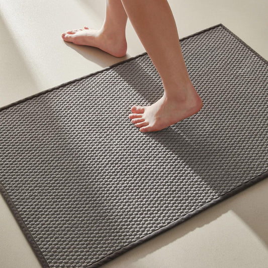Bathroom Rugs Non Slip Washable, Super Absorbent Thin Bath Mat Quick Dry Low Pile Bathroom Rug, Light Grey 24"x36"