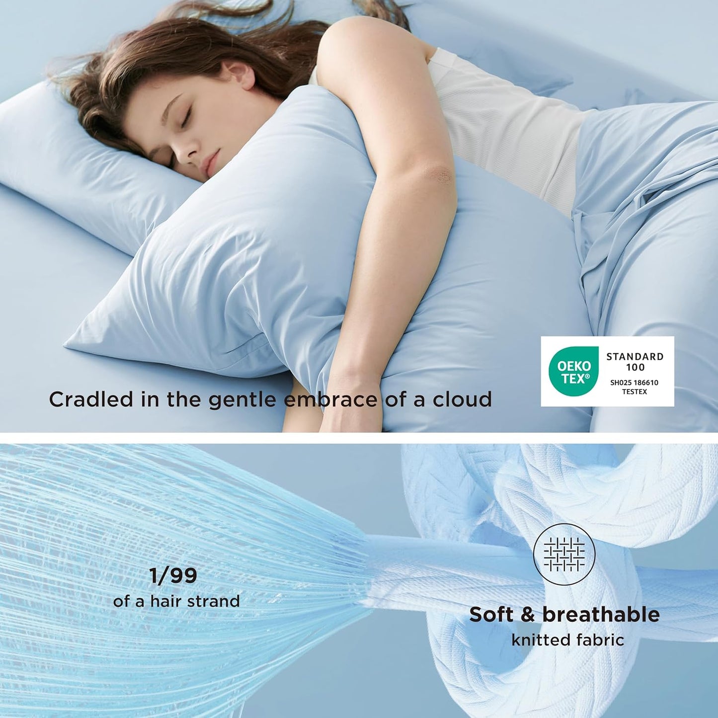 Bedsure Cooling Pillow Cases, Zipper Pillow Cases Queen Size Set of 2, Cool Pillowcases for Hot Sleepers & Night Sweats, Soft & Breathable Cold Pillow Covers for Hair & Skin, Gift, Blue, 20x30 Inches
