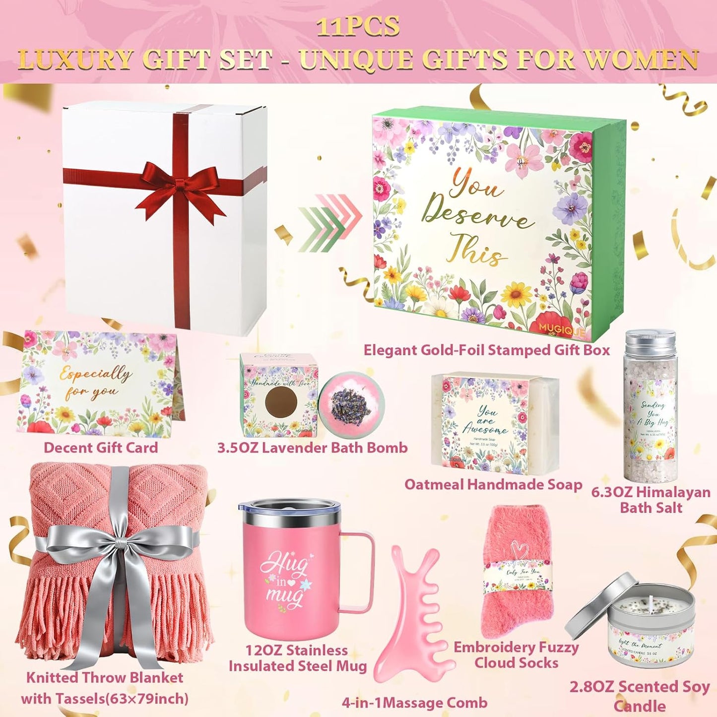 Birthday Gifts for Women,Self Care Gifts Get Well Soon Gift Baskets,Sympathy Gifts,Spa Gift Set,Thinking of You,Thank You, for Best Friend Mom Wife Sister Grandma