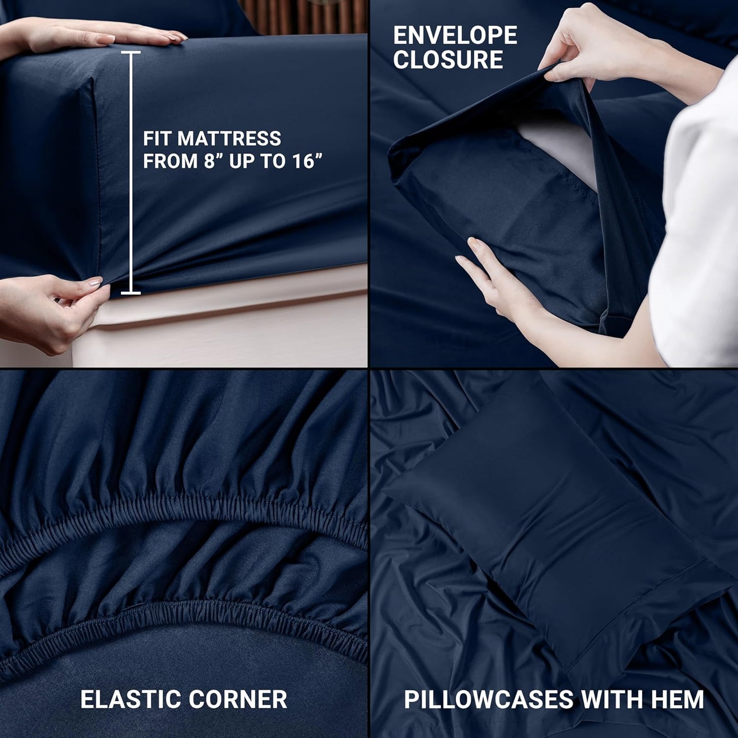 Utopia Bedding Twin Sheet Set – 3 Piece Bed Sheets for Twin Size Bed, Soft and Breathable Microfiber, Includes 1 Fitted Sheet, 1 Flat Sheet and 1 Pillowcase (Navy Blue)