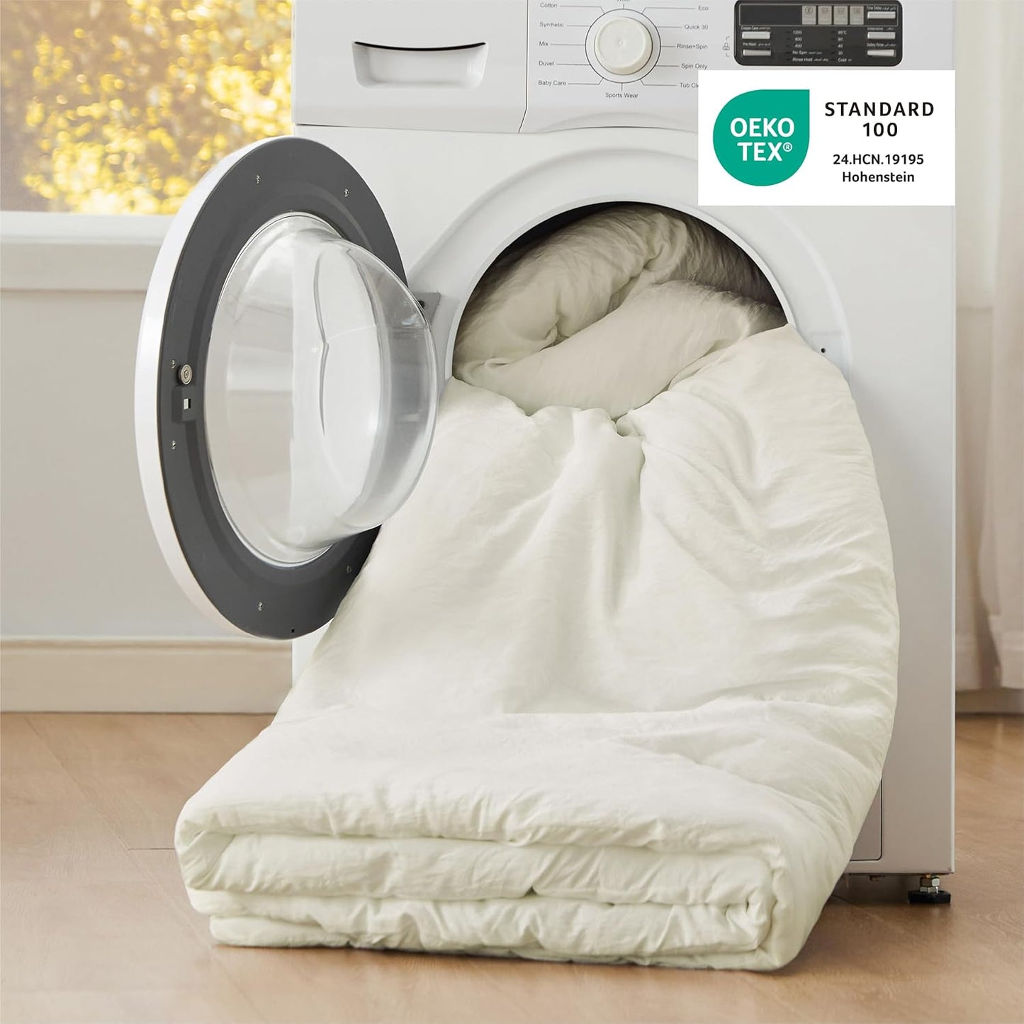 Bedsure King Size Comforter Set, Ivory Soft Prewashed Bedding for All Seasons, 3 Pieces GentleSoft™ Warm Down Alternative Bed Set, 1 Lightweight Comforter (104"x90") and 2 Pillowcases (20"x36")