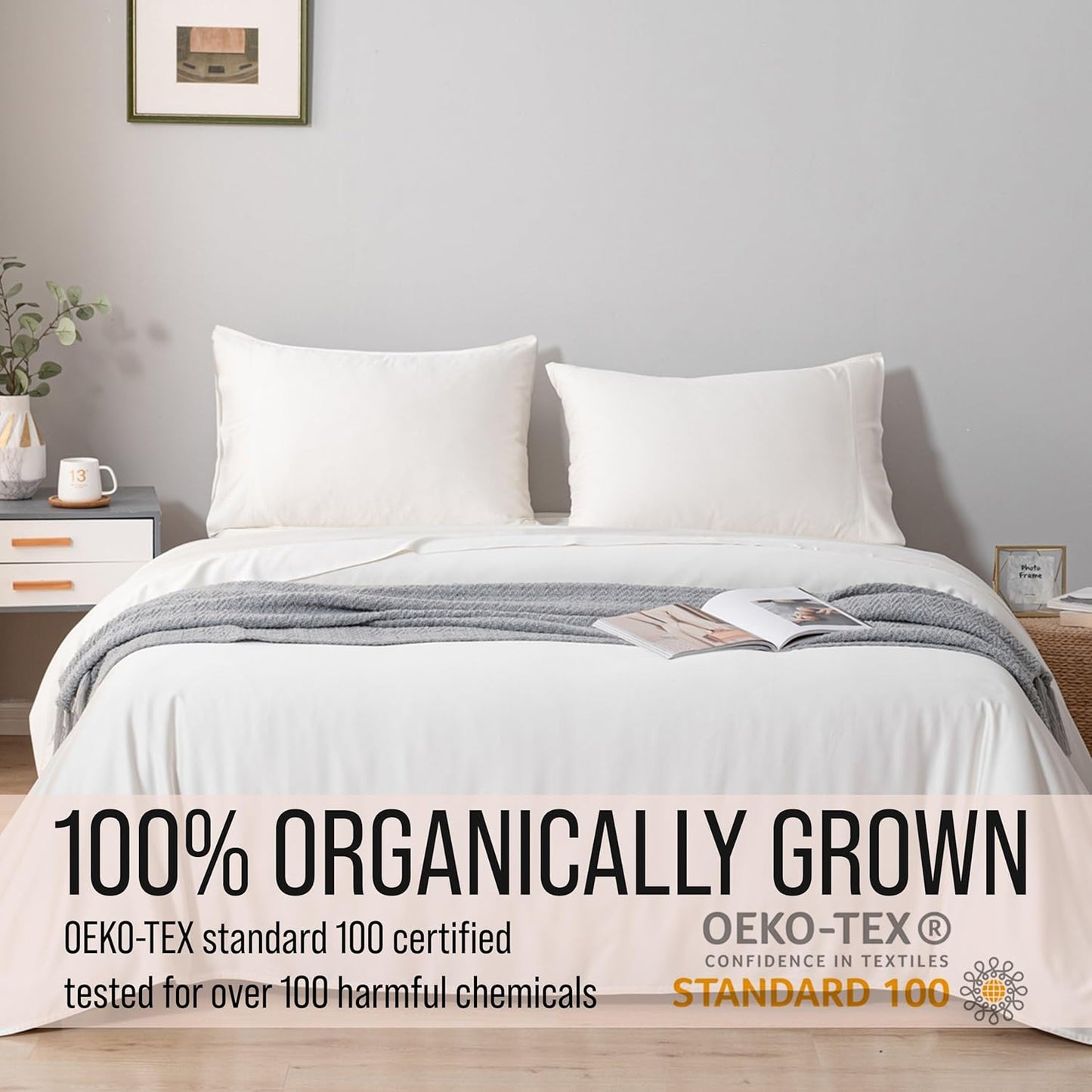 Bella Coterie Luxury Bamboo Viscose 34” Split Top King Size Sheet Set | 1 Fitted Sheet for Sleep Number & Adjustable Beds | 100% Organically Grown | Cooling & Soft | 18” Deep Pocket [Ivory]