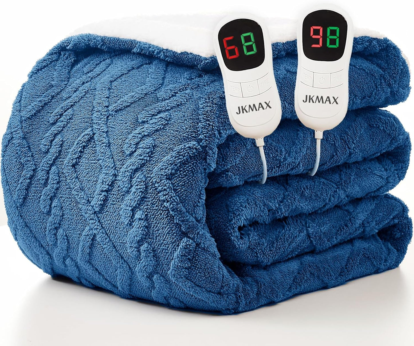 Heated Electric Blanket Queen Size-84"x90" Heating Blanket with 10 Heating Levels & 5 Time Settings Over-Heat Protection，Winter Warmer for Adults with ETL Certification（Blue）