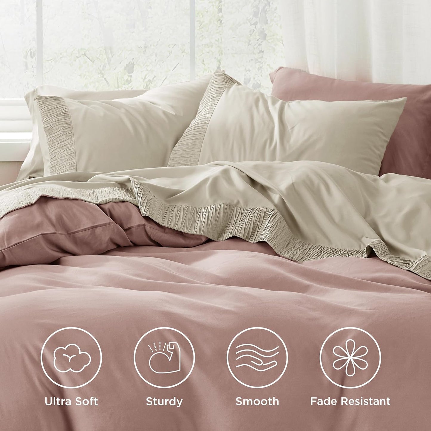 Bedsure Queen Sheet Set - 4 Pieces Soft Queen Size Sheets - Breathable & Cooling - Hotel Luxury - Easy Care Polyester Microfiber Bedding for Women, Men, Linen