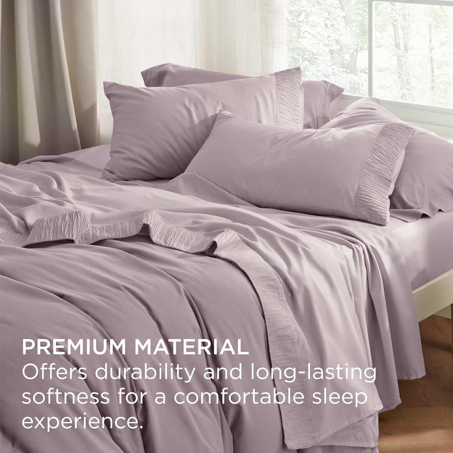 Bedsure Queen Sheet Set - 4 Pieces Soft Queen Size Sheets - Breathable & Cooling - Hotel Luxury - Easy Care Polyester Microfiber Bedding for Women, Men, Pink Mocha