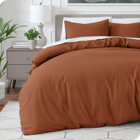 Bare Home Bedding Duvet Cover California King Size - Premium 1800 Super Soft Collection - Lightweight, Cooling - Soft Breathable Bedding Duvet Cover (Cal King, Terracotta)