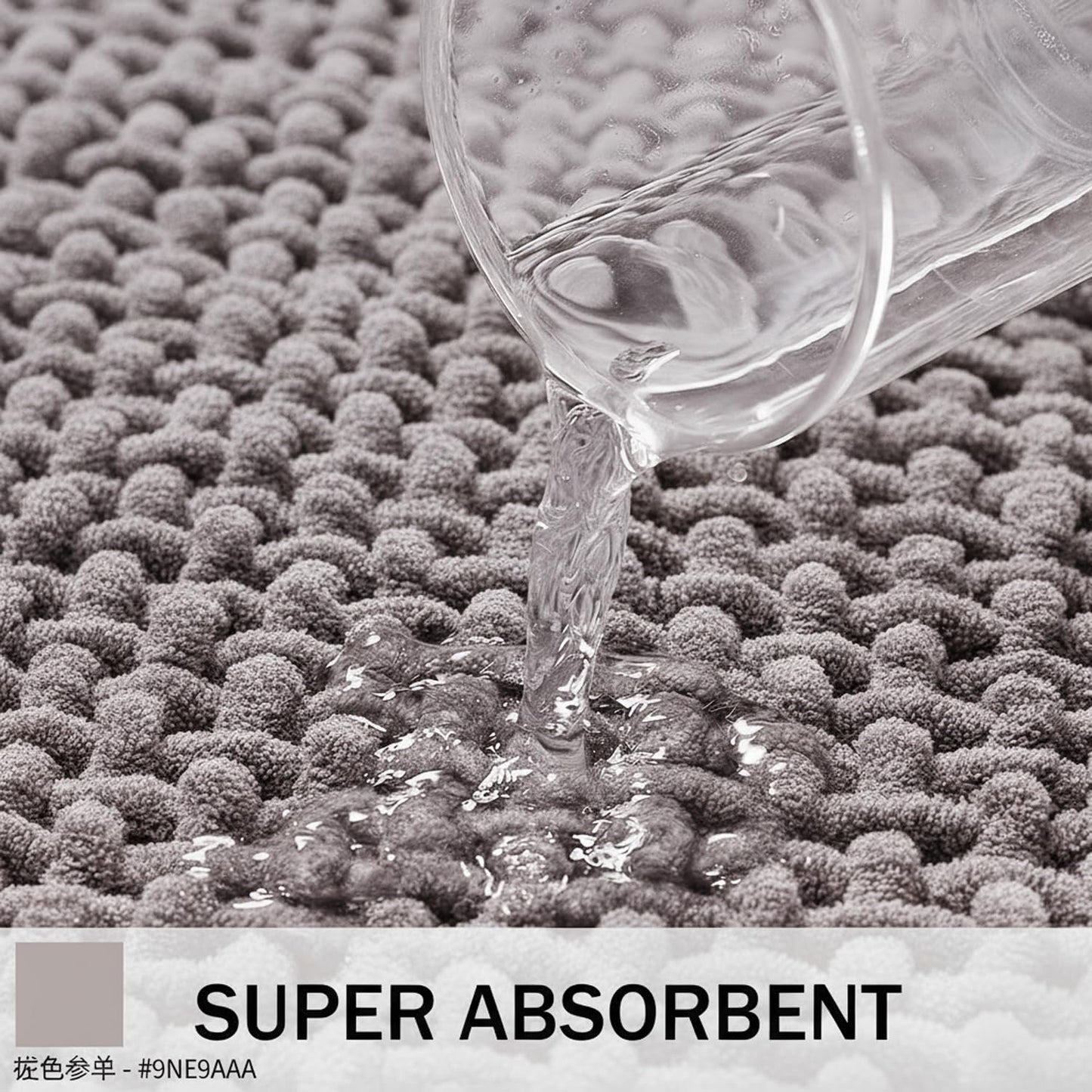 Bathroom Rugs Non Slip Washable, Super Absorbent Thin Bath Mat for Small Quick Dry Low Pile Bathroom Rug, (Light Gray, 24″x16″)