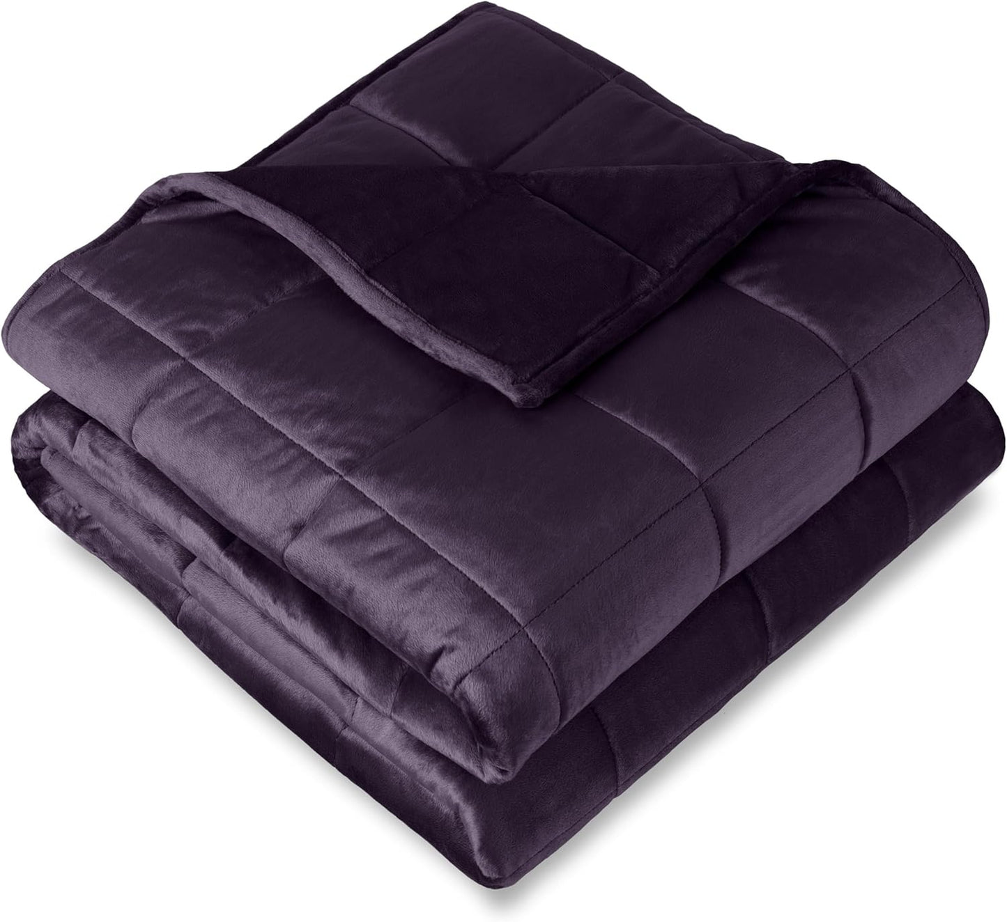 Bare Home Weighted Blanket King Size 25lb (80" x 87") for Adults - Minky Fleece - Premium Heavy Blanket Nontoxic Glass Beads (Eggplant, 80"x87")