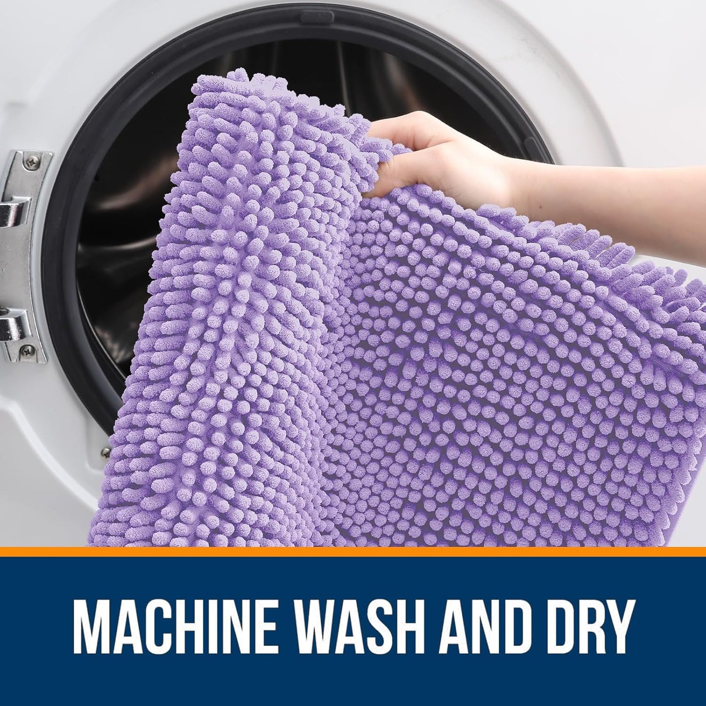 OLANLY Bathroom Rugs 59x24, Extra Soft Absorbent Chenille Bath Rugs, Rubber Backing Quick Dry, Machine Washable Bath Mats for Bathroom Floor, Tub and Shower, Home Decor Accessories, Lavender