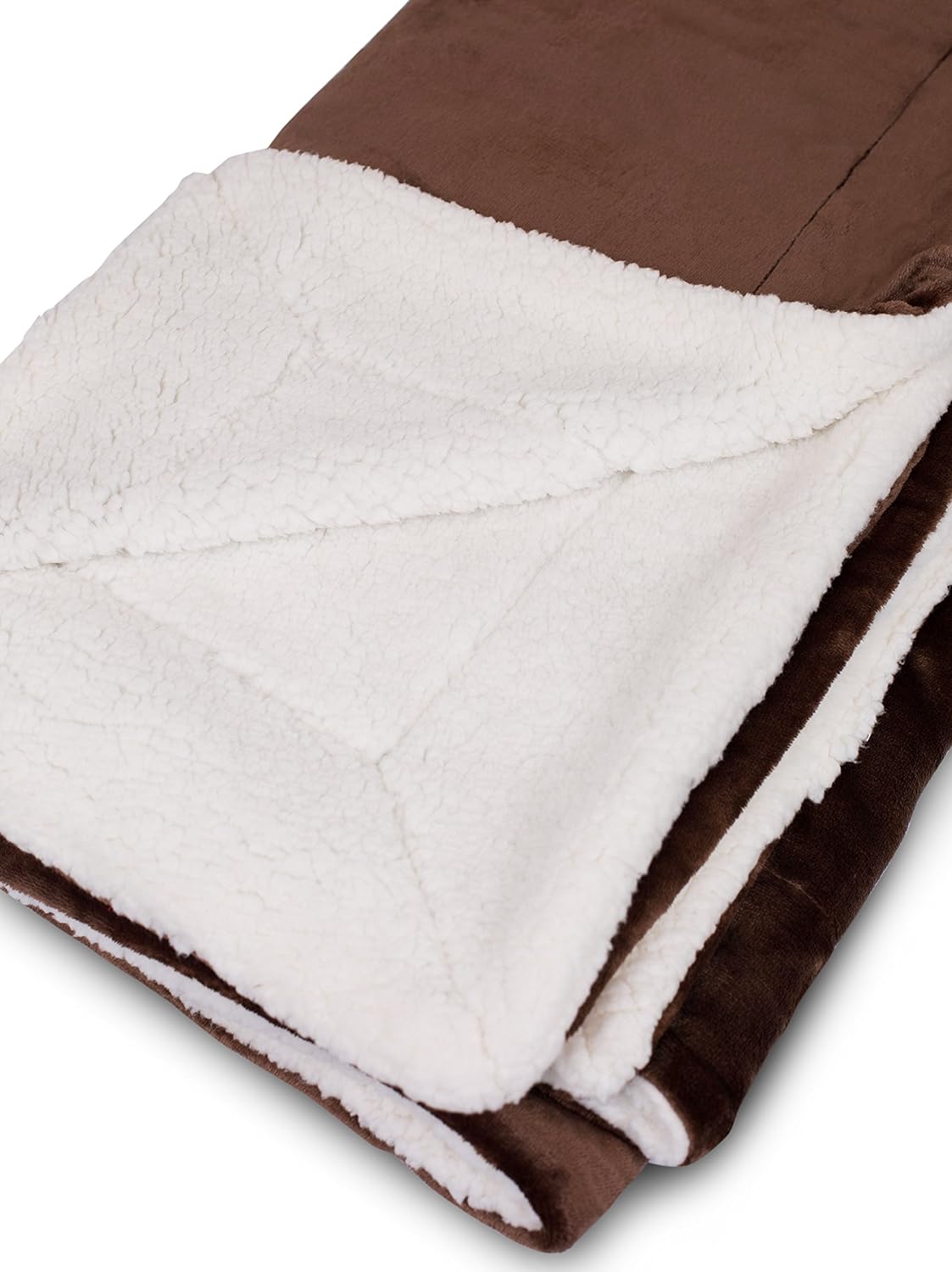 Internet’s Best Plush Reversible Sherpa Throw Blankets - Café (Brown) - Ultra Soft Coach Blanket - Light Weight Sofa Throw - 100% Microfiber Polyester - Easy Travel - Bed - 50 x 60