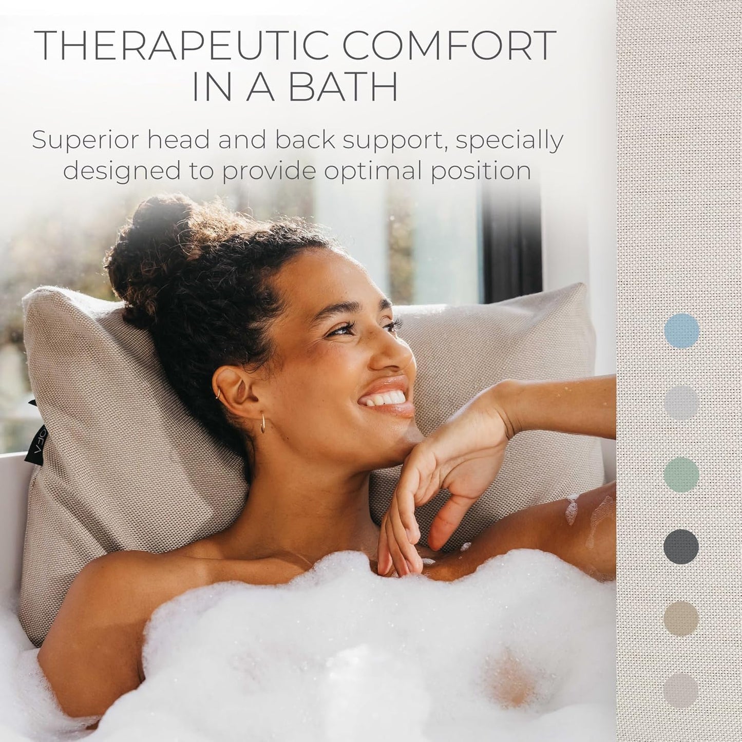 BADESOFA® Luxury Bath Pillow M - Lusciously Soft & Comfortable Tub Pillow for Bathtub - Washable & Quick-Drying Bath Back Pillow - Non-Slip Full Body Tub Pillow - Luxury Spa Cushion in Ivory Pearl