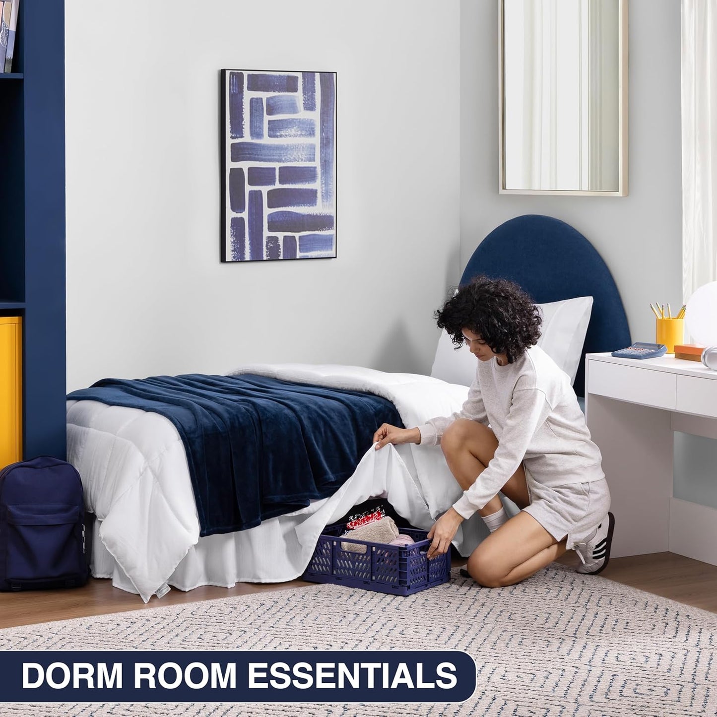Bed Skirt Twin/Twin XL Bed Skirt Wrap Around Ruffled Box Spring Cover, Easy Install, Washable 15" Drop Elastic Dust Ruffle by Casual Living, 39-inch x 75-inch, White