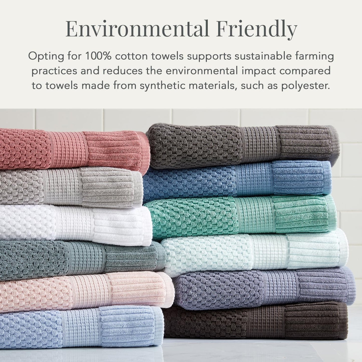 NY Loft 100% Cotton Bath Towel 4 Pack | Super Soft & Absorbent Quick-Dry Bath Towels 30" x 52" |Textured and Durable Cotton | Trinity Collection (4 Pack Bath Towel, Flint Stone)