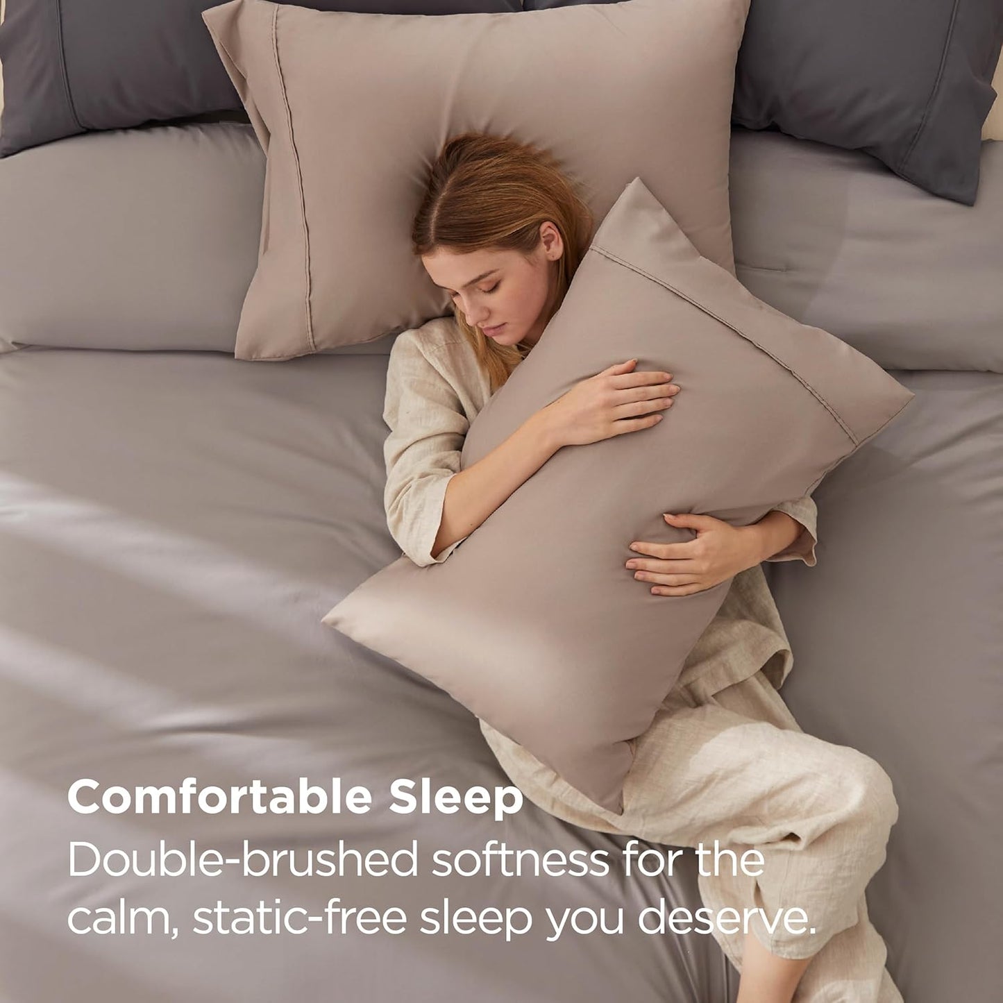 Bedsure King Size Pillow Cases Set of 2 - Khaki Brushed Microfiber Pillowcases 2 Pack, Super Soft Pillow Case Cover with Envelope Closure, Wrinkle, Fade and Stain Resistant, 20x36 Inches