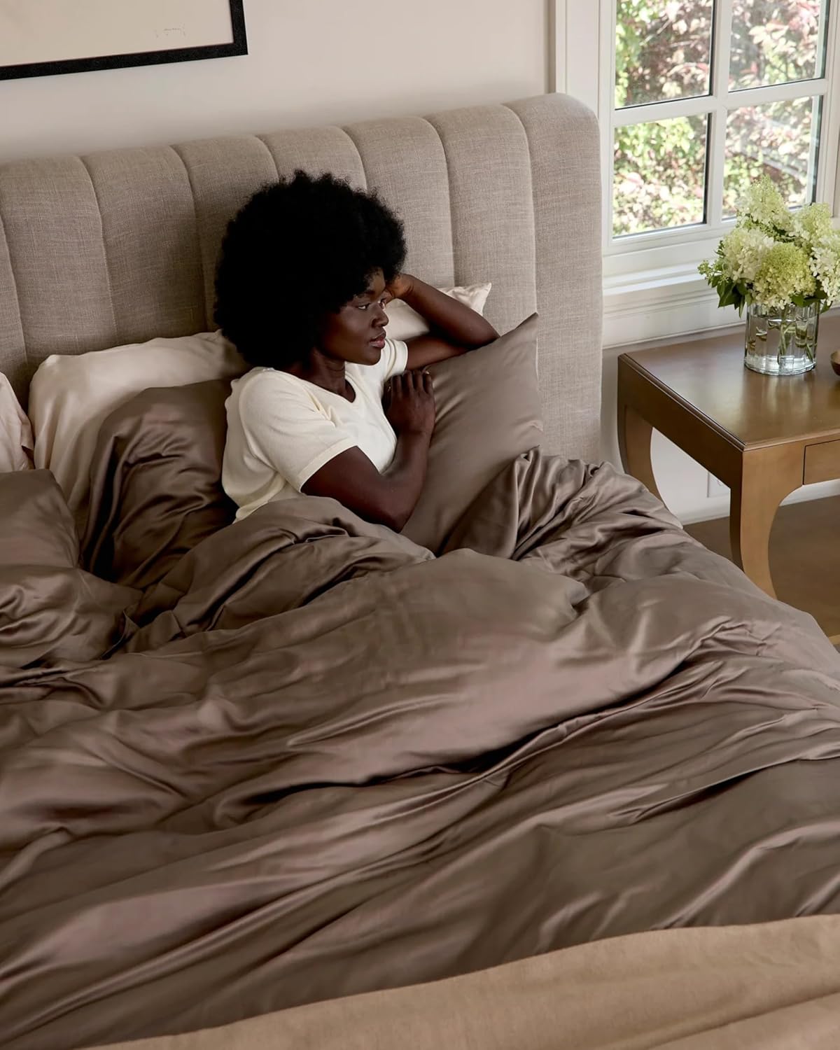 Cozy Earth Luxury Duvet Cover King - 100% Viscose from Bamboo - Ultra-Soft, Cooling & Lightweight Duvet Cover - Temperature-Regulating Bedding with Concealed Zip & Interior Snap Closures - Walnut