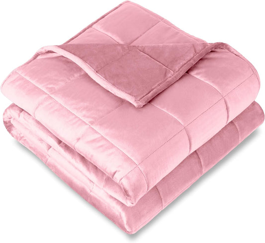Bare Home Weighted Blanket King Size 25lb (80" x 87") for Adults - Minky Fleece - Premium Heavy Blanket Nontoxic Glass Beads (Light Pink, 80"x87")