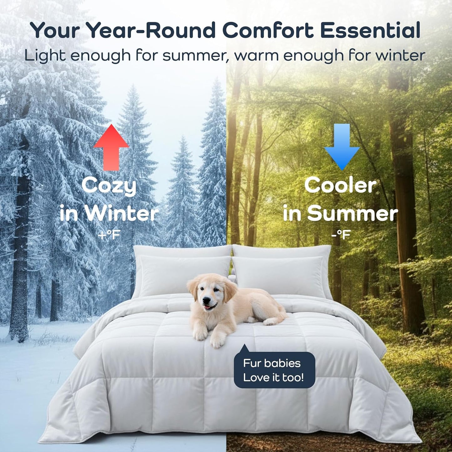 Olive + Crate 100% Cooling Bamboo Comforter from Viscose - Twin XL Size - Hypoallergenic, Breathable & Moisture-Wicking Bedding - All Season Lightweight Plush Design - Organic Bamboo White Comforter