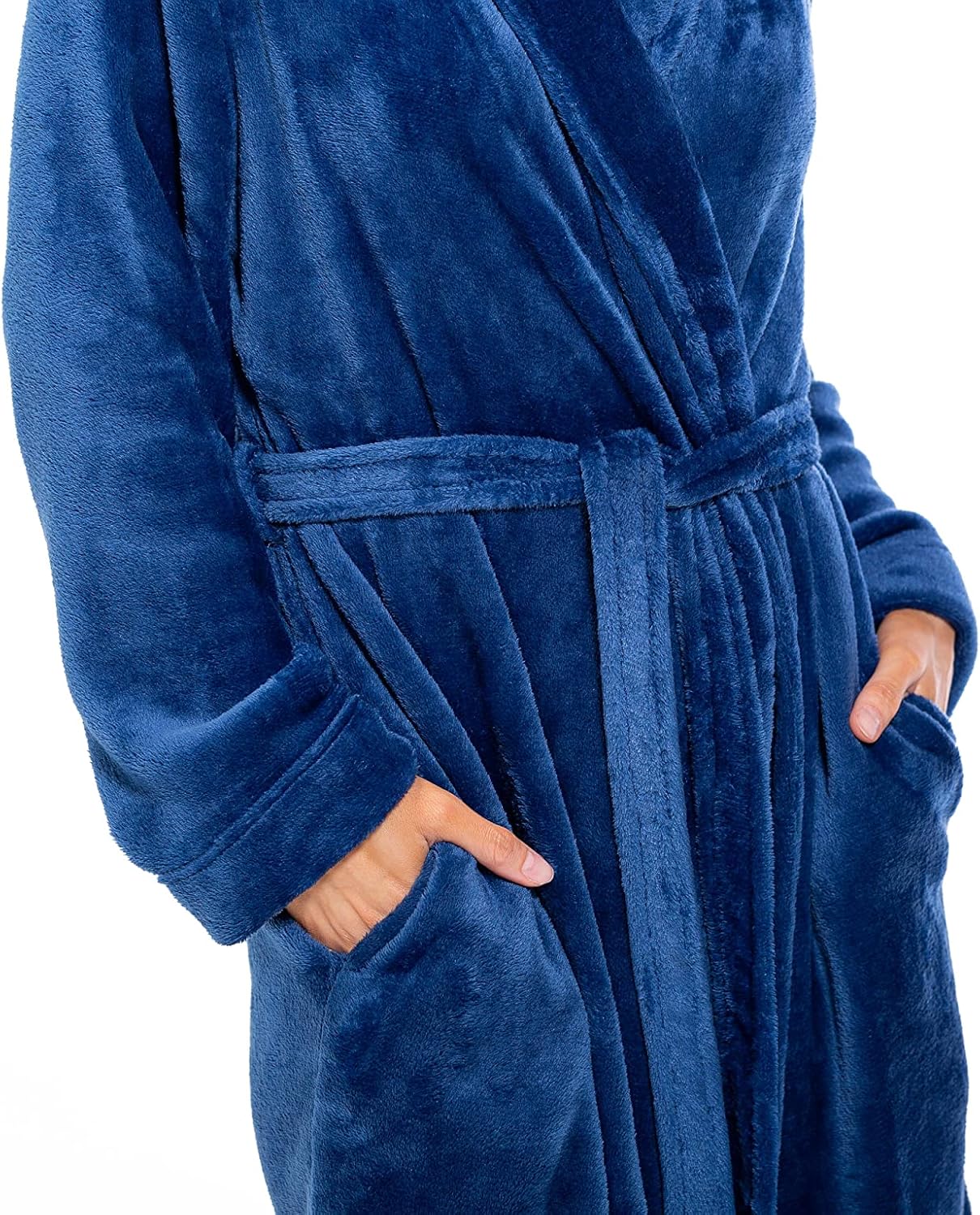 Turquaz Robes For Women, Womens Fleece Shawl Collar Soft Plush Knee Length Spa Robe