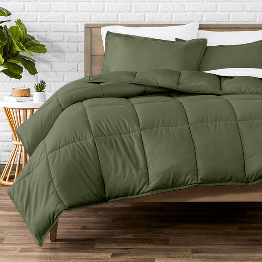 Bare Home Comforter Set - Full Size - Ultra-Soft - Goose Down Alternative - Premium 1800 Series - All Season Warmth (Full, Cypress Green)