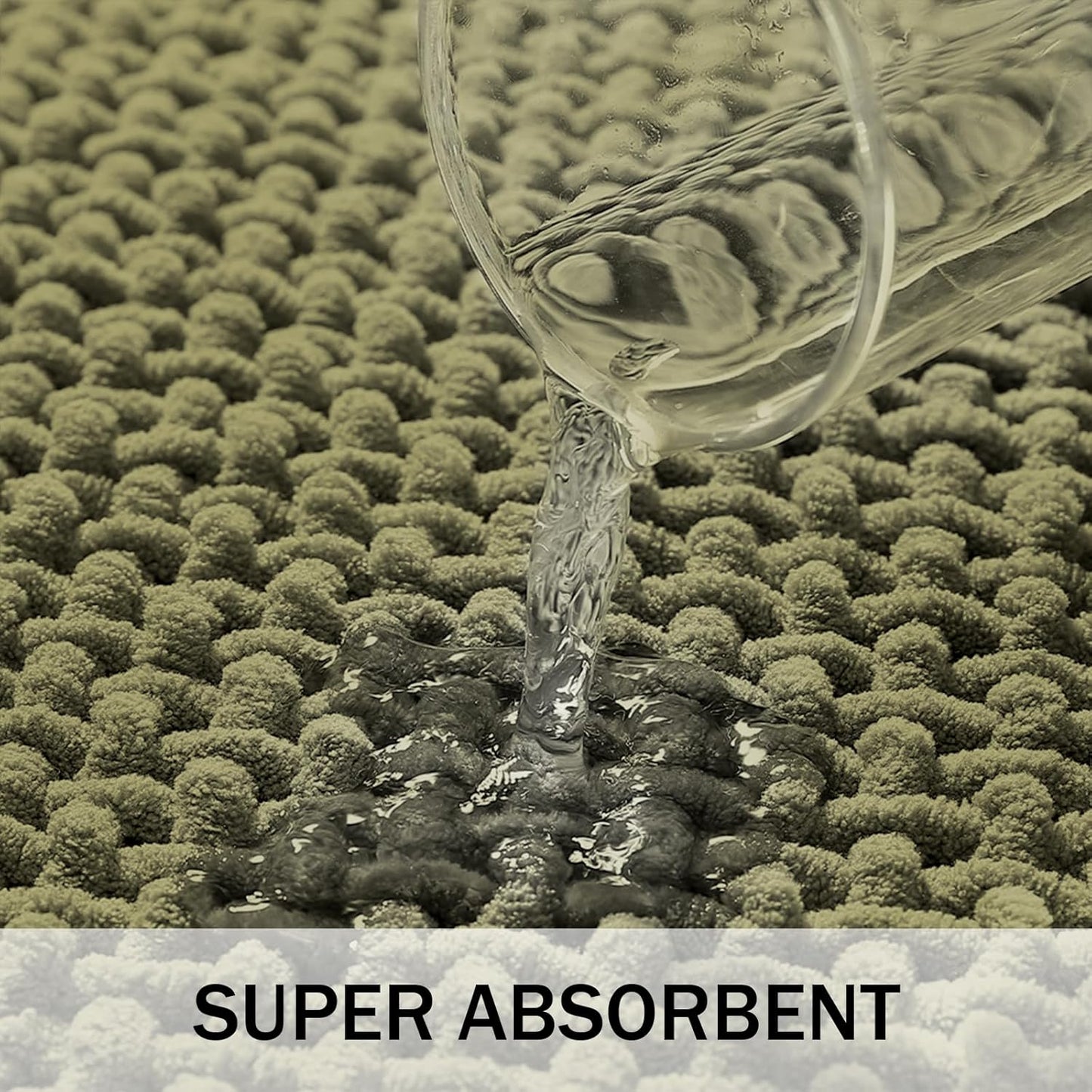 Bathroom Rugs Non Slip Washable, Super Absorbent Thin Bath Mat for Small Quick Dry Low Pile Bathroom Rug, (Dark Green, 24″x16″)