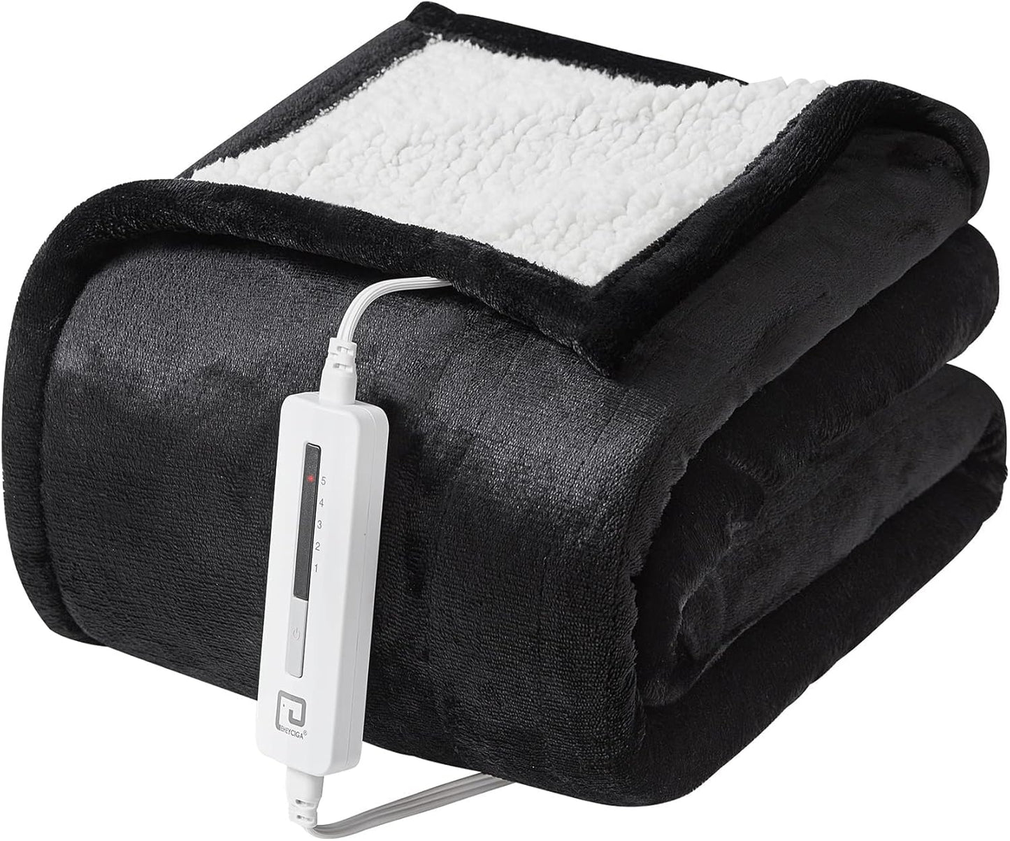 EHEYCIGA Heated Blanket Electric Blanket Twin - Heating Blanket with 9 Heating Levels & 10 Hours Auto Off, Soft Cozy Sherpa Washable Blanket with Fast Heating, 62 x 84 Inches