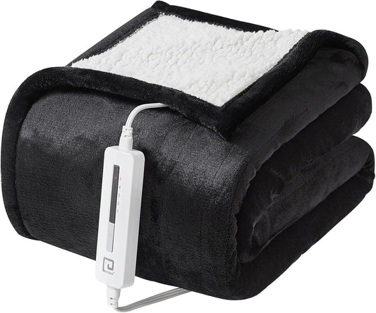EHEYCIGA Heated Blanket Electric Blanket Twin - Heating Blanket with 9 Heating Levels & 10 Hours Auto Off, Soft Cozy Sherpa Washable Blanket with Fast Heating, 62 x 84 Inches