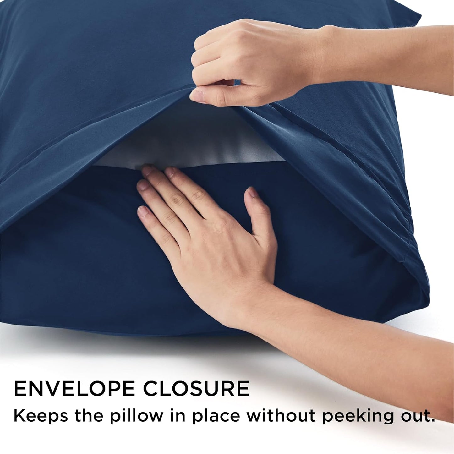 Bedsure Pillow Cases Standard Size Set of 4 - Navy Brushed Microfiber Pillowcases 4 Pack, Super Soft and Cozy Pillow Case Covers with Envelope Closure, Wrinkle, Fade and Stain Resistant, 20x26 Inches