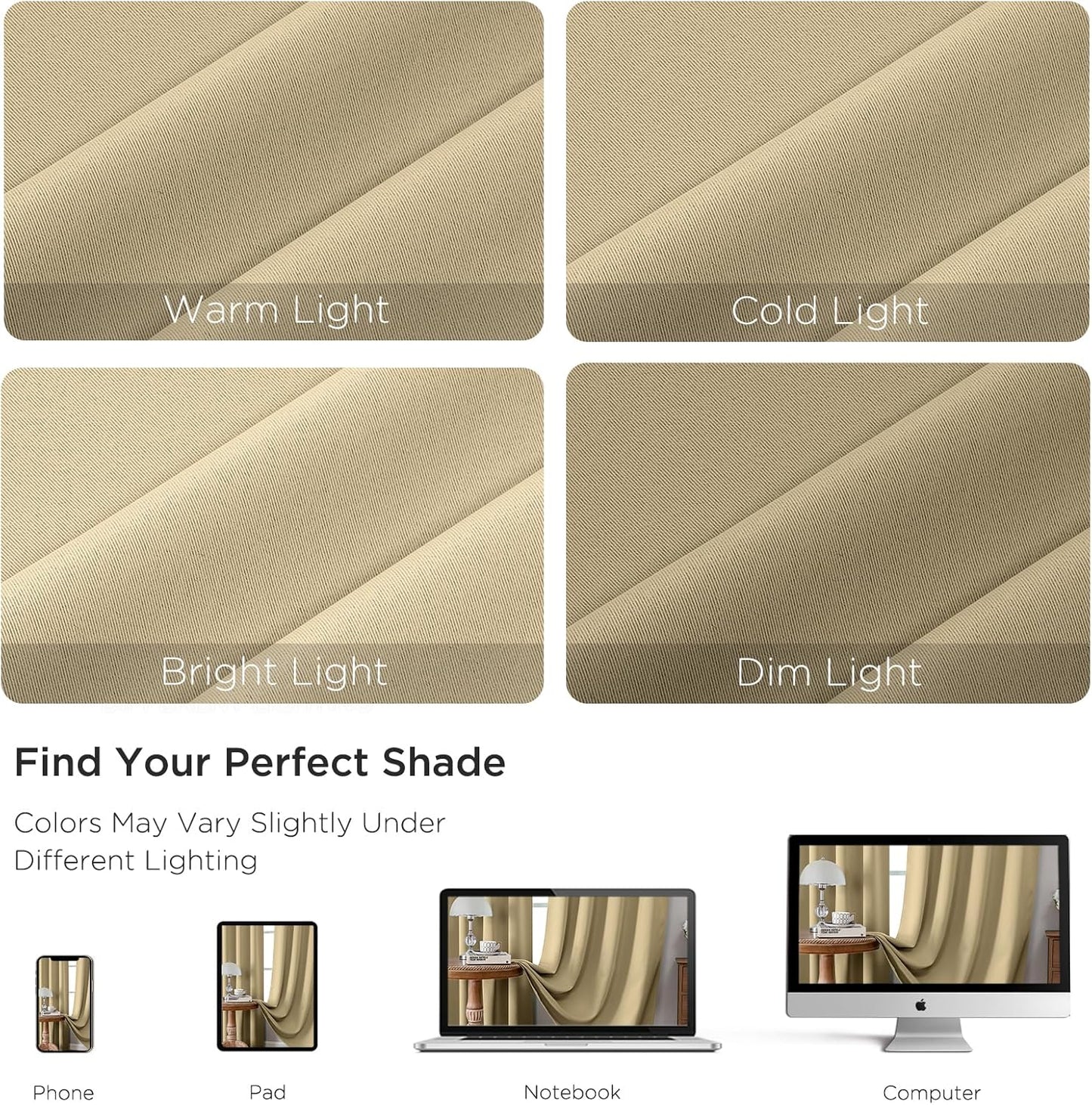 CUCRAF Beige Blackout Curtains Customize, Rod Pocket Room Darkening Curtain for Bedroom Living Room, Thermal Insulated Window Drapes 1 Panel (Custom Size, Color)