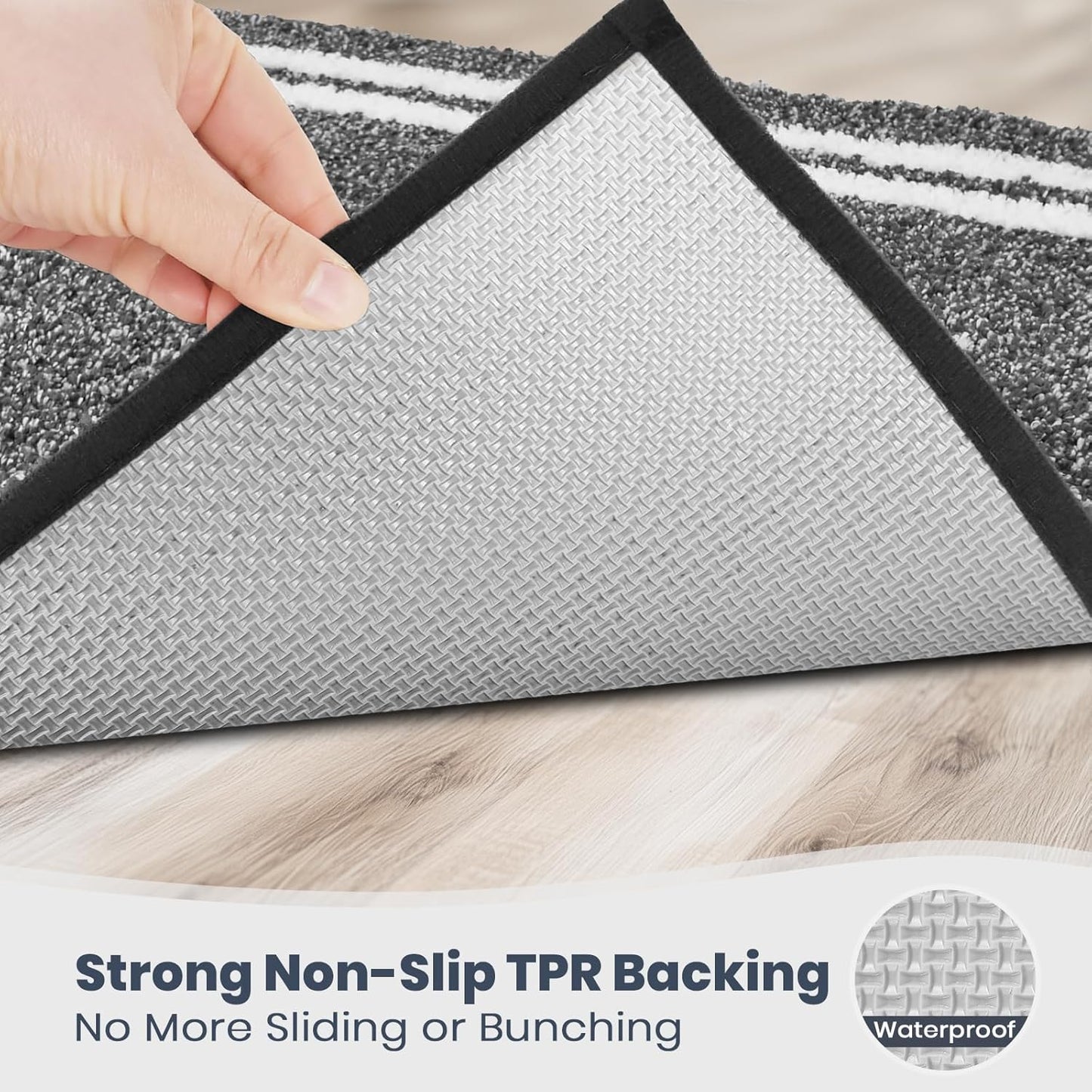 PURRUGS Bathroom Rug Non-Slip Machine Washable 24" x 36", Super Absorbent and Quick Dry Shaggy Microfiber Bath Mat, Extra Soft and Plush Bath Rug for Bathtub, Shower and Sink, Charcoal