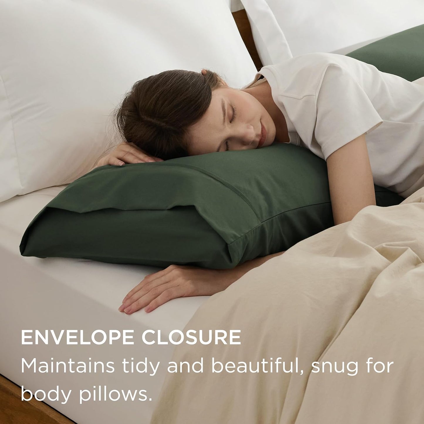 Bedsure Body Pillow Case Cover - Olive Green Brushed Microfiber Long Pillow Cases, Ultra Soft and Cozy Body Pillowcase with Envelope Closure, Wrinkle, Fade and Stain Resistant, 1 Pack, 20x54 Inches