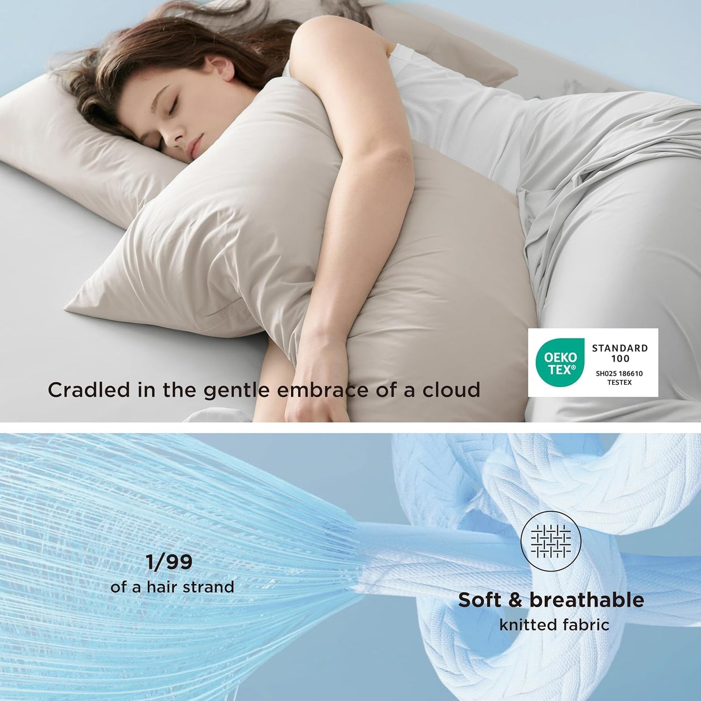 Bedsure Cooling Pillow Cases, Zipper Pillow Cases Queen Size Set of 2, Cool Pillowcases for Hot Sleepers & Night Sweats, Soft & Breathable Cold Pillow Cover for Hair & Skin, Gift, Beige, 20x30 Inches