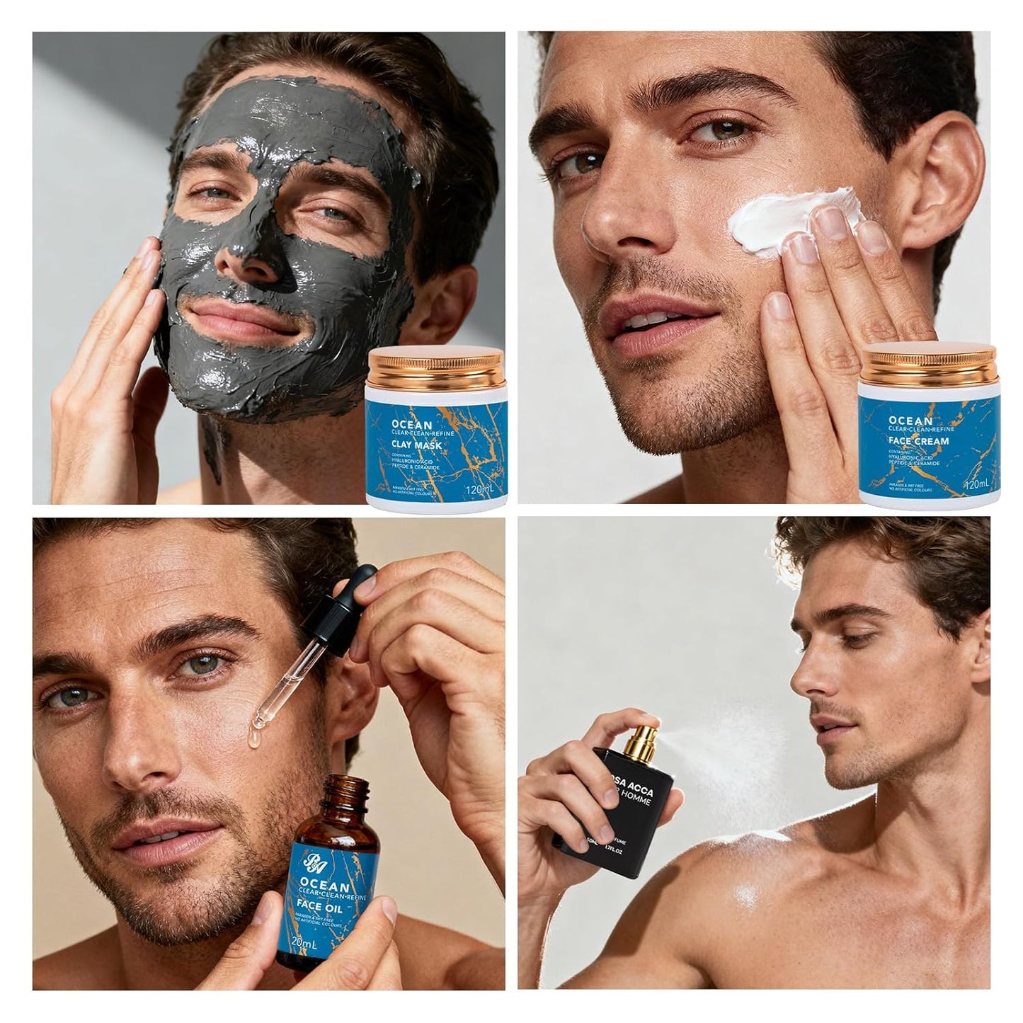 Christmas Gifts for Men, 30 Pcs Men Facial Skin Care Set, Luxury Bath & Beard Gift Set, Spa & Self-Care Gift, Clay Mask, Cleanser, Beard Oil, Cologne, Birthday, Valentines, Father Day, Boyfriend
