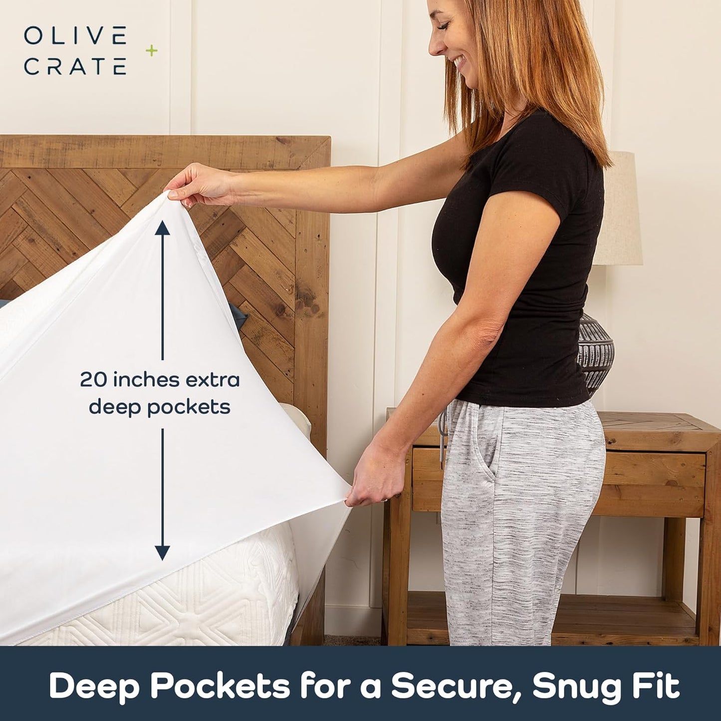 Olive + Crate 100% Viscose Bamboo Mattress Protector - Eco-Concious Cooling Mattress Cover - Waterproof Hypoallergenic Protection - Breathable 2Pk Twin XL Shield Against Dust & Spills