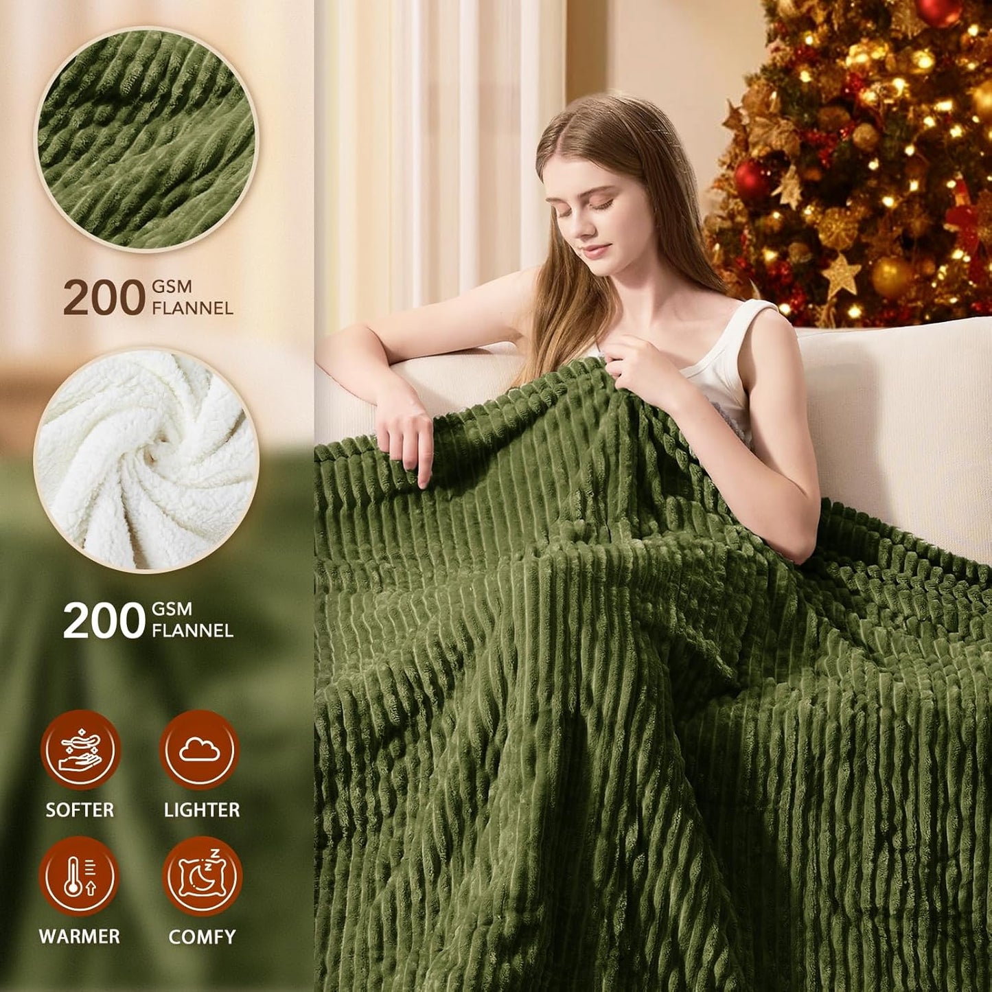 Homemate Electric Heated Blanket Queen Size - 84"x90" Heating Blanket Queen Size Dual Control 1/2/4/6/8 Hours Auto-Off 10 Heat Level Over-Heat Protection Soft Flannel Sherpa ETL Certification