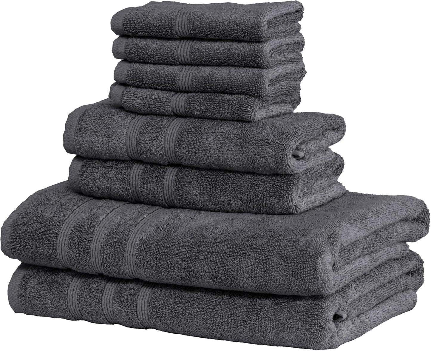 Mosobam Luxury Turkish 8pc Towel Set 30X58 16X30 13X13 Charcoal Gray (Dark Grey) 700 GSM Bamboo Viscose & Aegean Turkish Combed Cotton