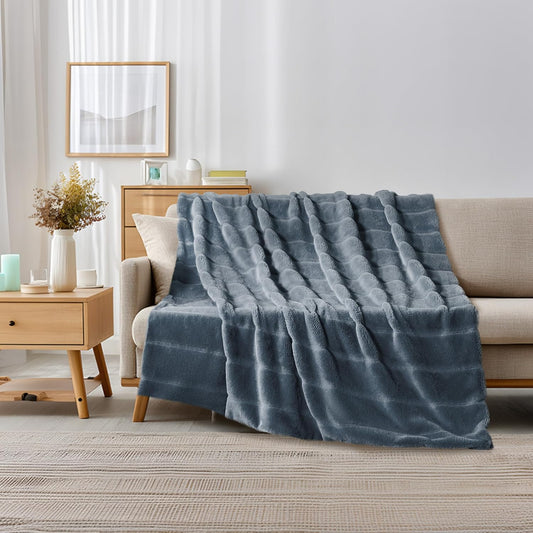 ALPHA HOME Luxury Faux Rabbit Fur Throw Blanket for Couch Bed, Cozy Gifts for Women Christmas, Ideal for Home Decor and Chilly Nights