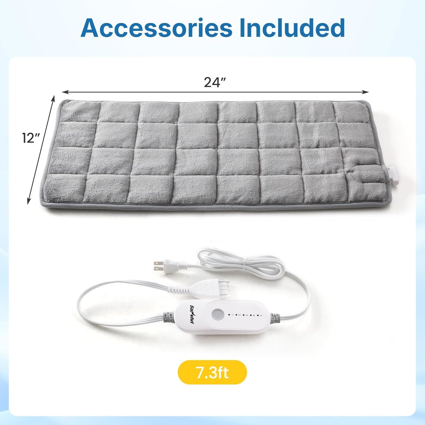Gentle Pressure Heating Pad – Weighted Electric Pad with Soothing Heat & Balanced Pressure, 5 Heat Levels, Auto Shut-Off, Machine Washable Heat Pad for Neck & Shoulder, Gray