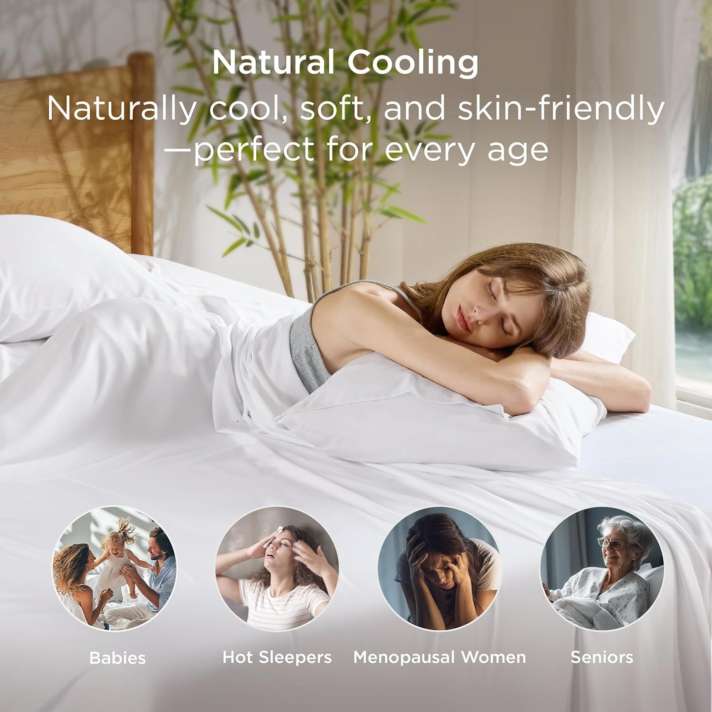 Bedsure White Pillow Cases Set of 2, Cooling Pillow Cases Queen, Rayon Derived from Bamboo Queen Pillowcases, Breathable & Silky Soft Cool Bedding Pillow Covers with Envelope Closure, 20x30 Inches