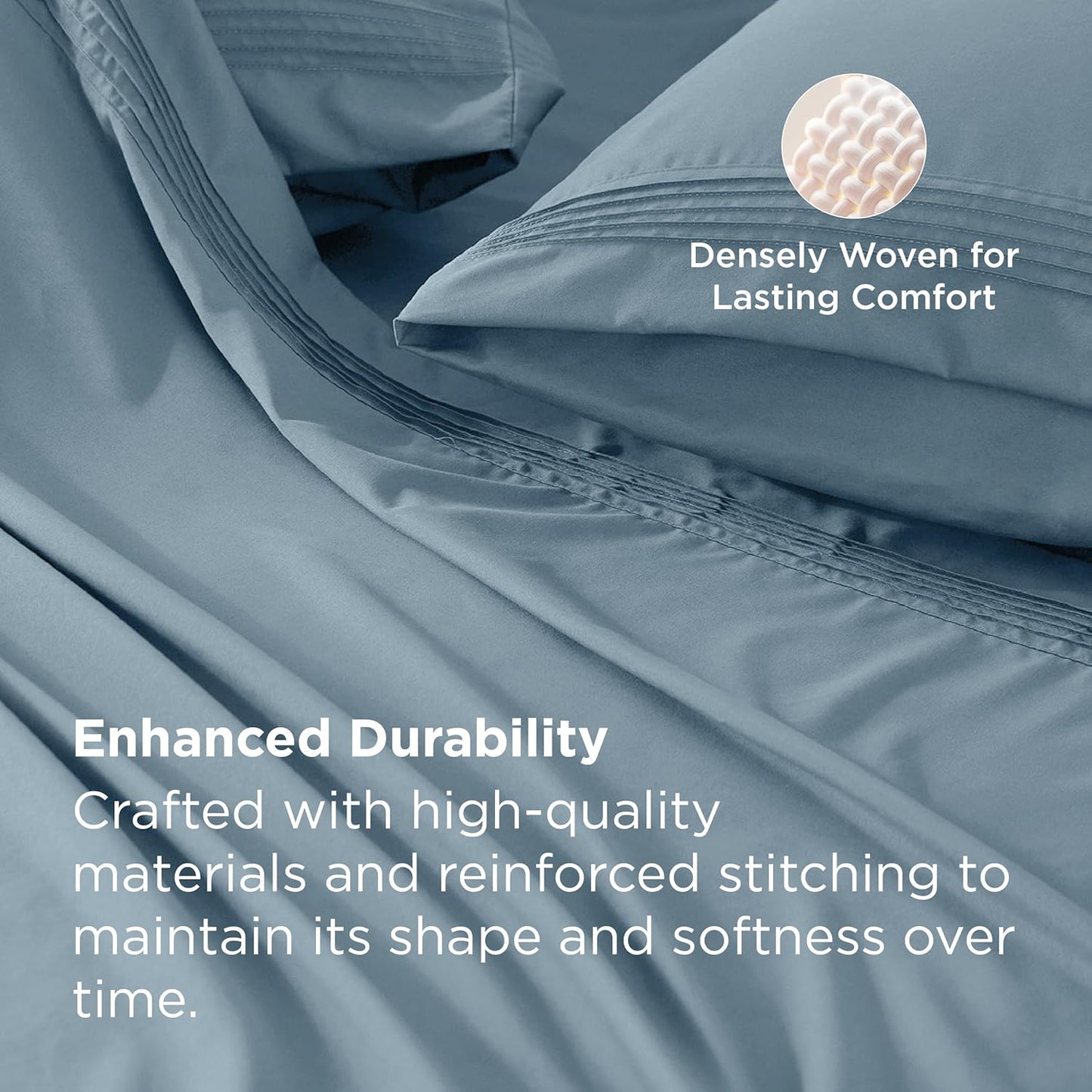 Bedsure Deep Pocket Full Size Bed Sheets Set - Fits Mattresses Up to 21 Inches Thick - 4 Piece GentleSoft Bed Sheets, Moisture Wicking, Cooling Bedsheet & Pillowcases, Easy & Secure Fit, Mineral Blue